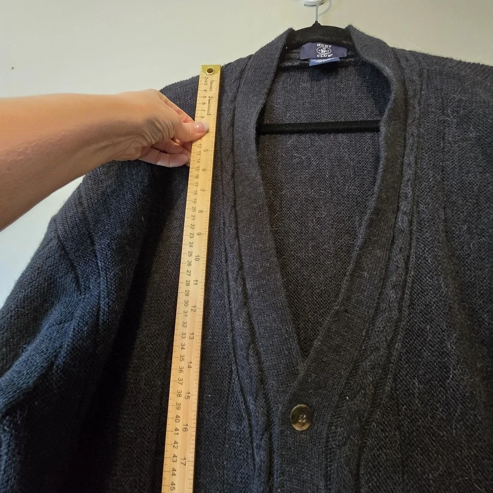 Vintage‎ 90s Y2K Alpaca Cardigan Sweater Mens XXL Gray Dad Grandpa Made In Italy